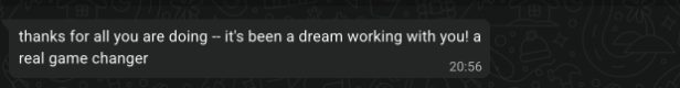 client message three weeks in