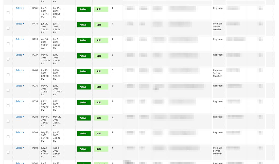 client system showing sold status per customer